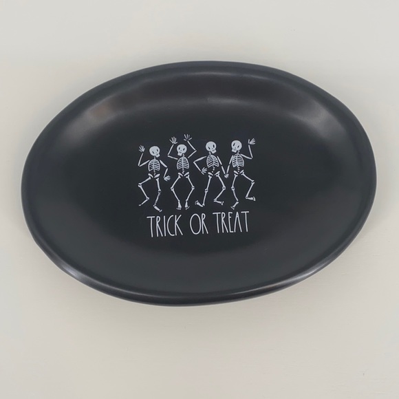 Rae Dunn Other - Rae Dunn HAPPY HALLOWEEN Dancing Skeleton Small Oval Plate